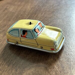 Vintage Tin Toy Blue Car Litho 1-13/16" Long Made In Western Germany